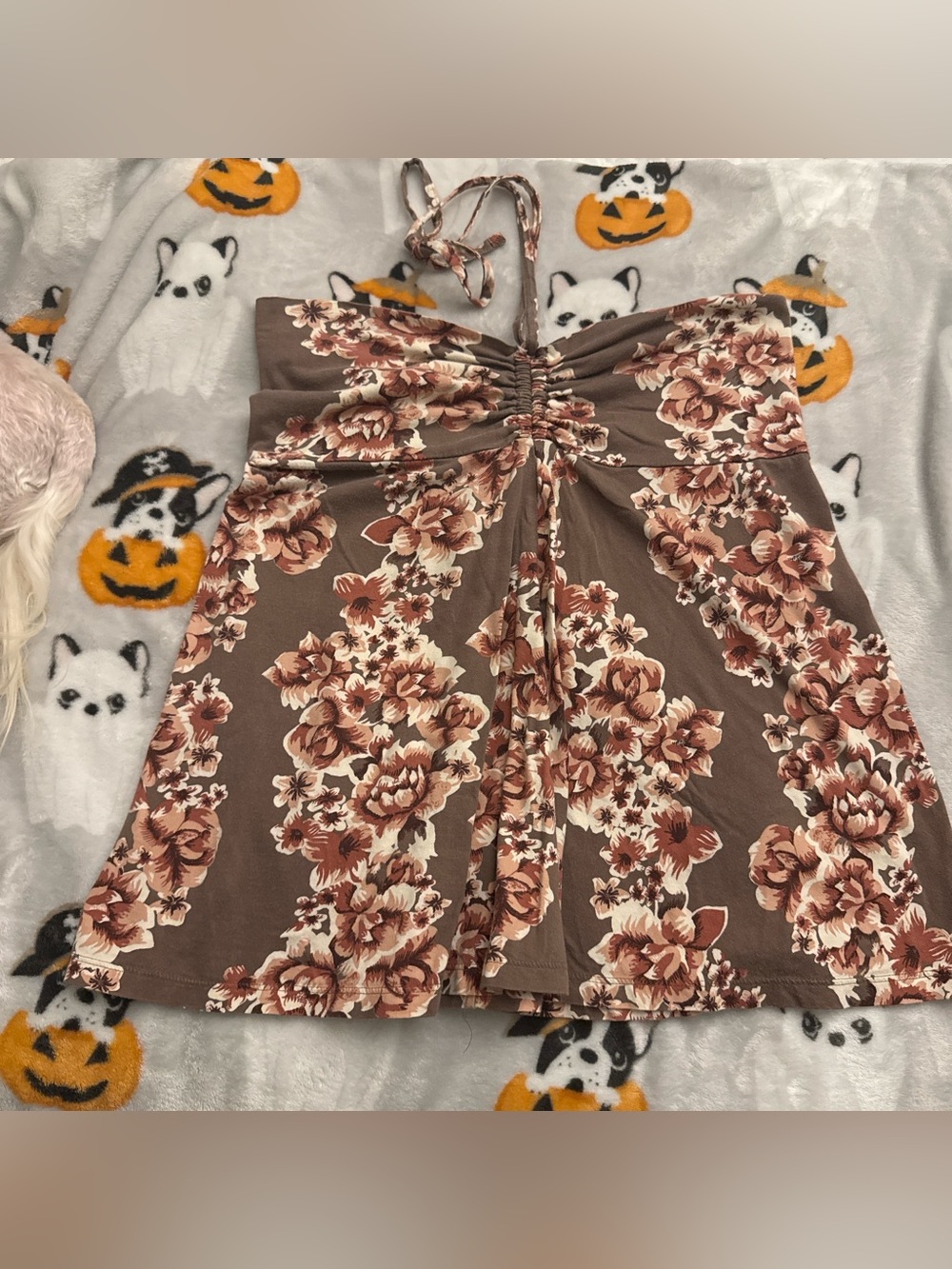 Roxy Brown Floral Strapless Top